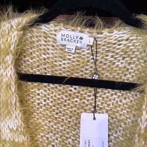 Molly Bracken Yellow Fuzzy Knit Cardigan